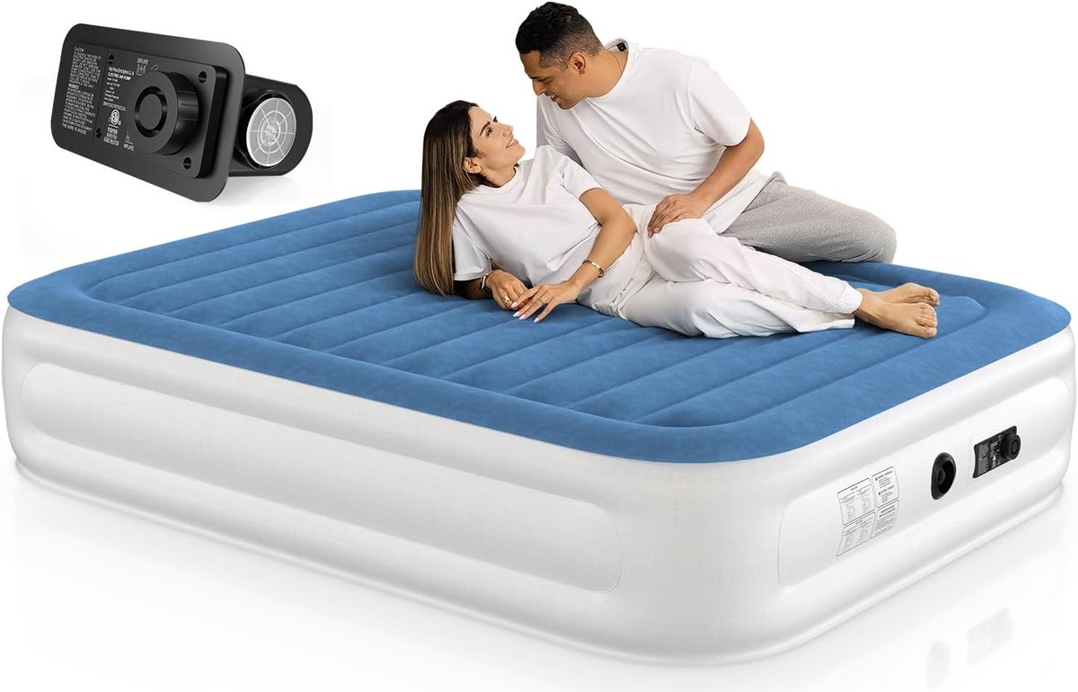 Queen Size Luchtmatras met Ingebouwde Pomp - Snelle Zelfopblazing en Comfortabel Slaapoppervlak