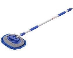 ProPlus Wasborstel - 1.65 m - Telescopische Steel - Verstelbaar - met Chenille Microvezel - 3D Wasborstelkop - Alleen Gebruiken met Koud Water - Multifunctionele Wasborstel - Blauw