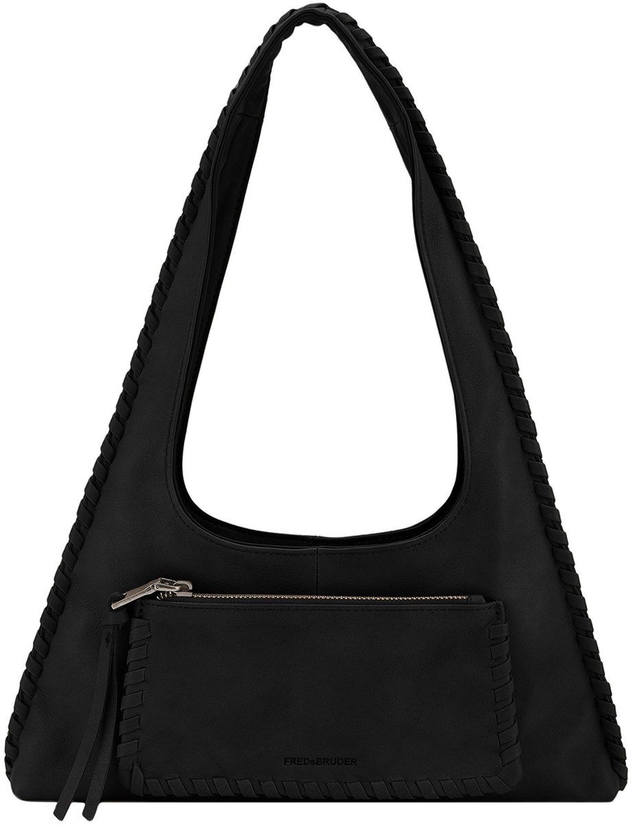 FREDsBRUDER Leren Schoudertas Calm Triangle Hobo Bag Black Zwart
