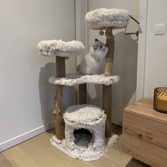 Arbre à chat MARSEILLE LONG HAIR PLUCHE 49x49x122cm beige