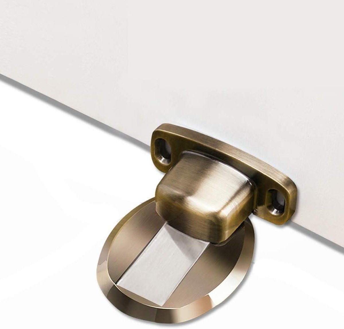 Sterke magnetische deurstopper - Zware deurstop met 3M zelfklevende montage - 2 stuks brons