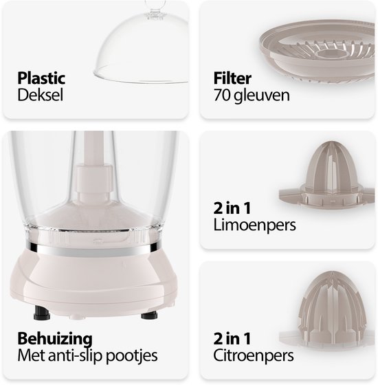 Elektrische Citruspers met 600ml Reservoir & Pulpfilter - Afneembare Schenkkan met Kraan en Hendel - Sinaasappelpers, Citroenpers & Limoenpers - Incl. Twee Perskegels - Automatische Reverse Functie - Vaatwasserbestendig van Merkloos — afbeelding 5