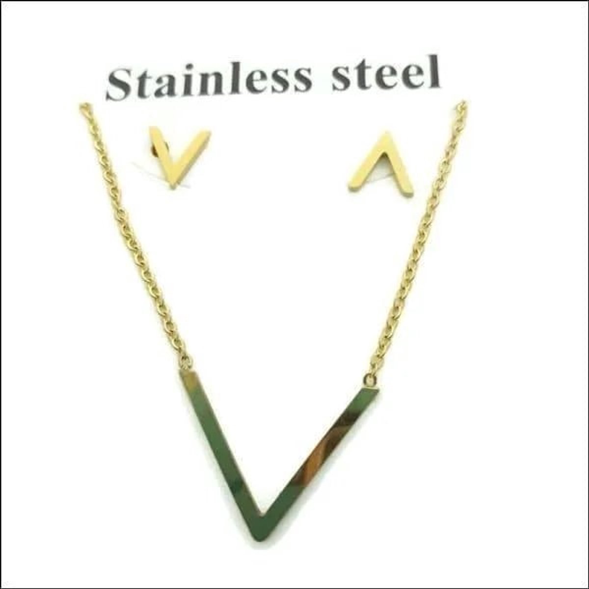 Aramat Jewels | Sieradensets | GOuden Rvs Sieradenset: Oorbellen en Ketting’ | | | | | | | Verkleurd niet