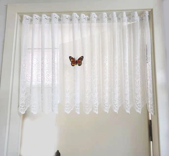 Jacquard Panneaux met kwastjes, vitrage, kort gordijn met
