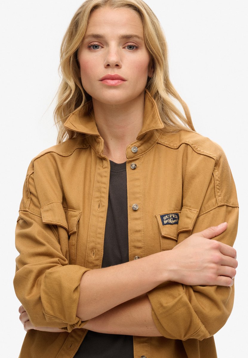 Superdry Oversized shacket Dames Shirts Bruin