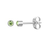 Aramat Jewels - Oorbellen - Zilverkleur / 3mm / Groen - Zilverkleur - - - Cadeau