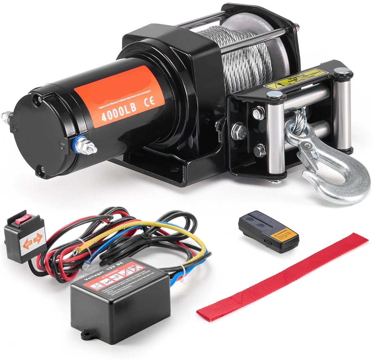 Elektrische Lier - Takel - Winch - Trekkracht van 4000lbs – Stalen Kabel – Draadloze & Bedrade Bediening – Waterdicht – Geschikt voor ATV, UTV & Off-Road Voertuigen