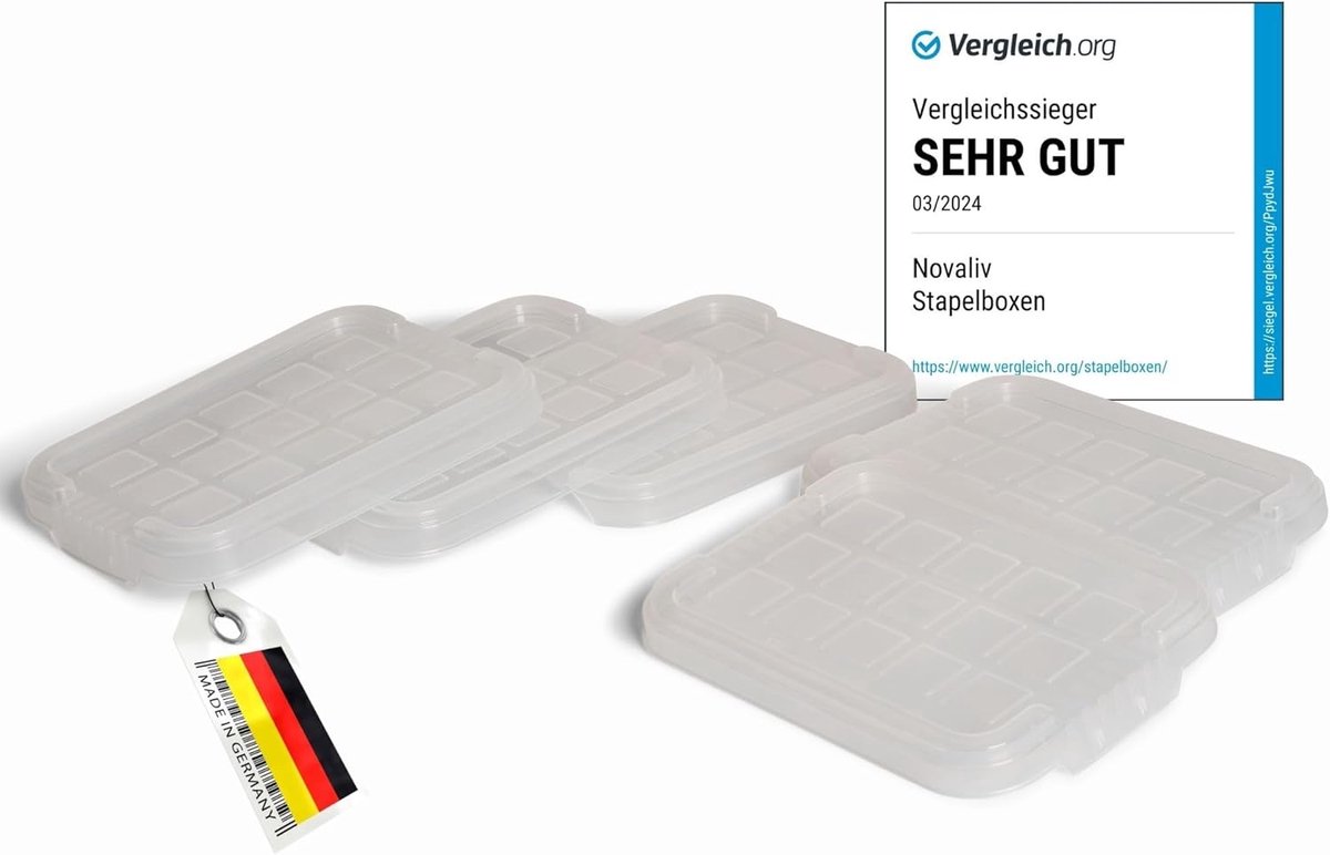 Novaliv 5X vervangende deksels 2 liter met clipsluiting 19x14 cm transparant
