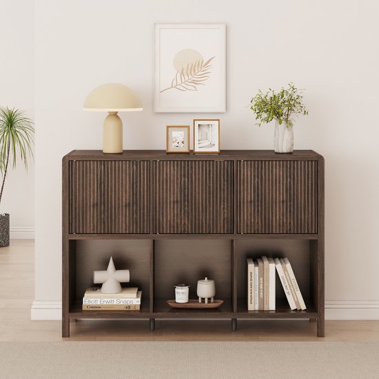 Buffet Lukkodso couleur noyer 110x30x77 cm [en.casa]