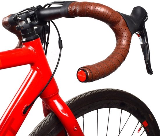 SSyang Stuurlint, 2 Stukken Comfortabele Stuurband, 200*3cm Stuurlint Racefiets,Antislip Schokdemping,Met 2 Eindstickers en 2 Handvatten,voor Stadsfietsen,Mountainbikes,Racefietsen,Wielerfietsen(Rood