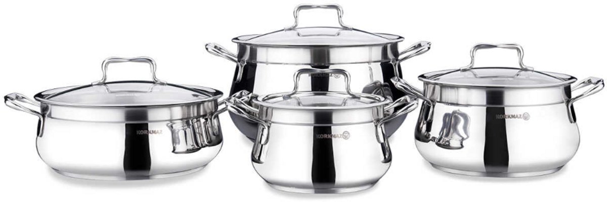 Korkmaz Estima Pannenset - 2.3L - 4.0L - 7.0L - 4.5L - RVS - 8 Delig