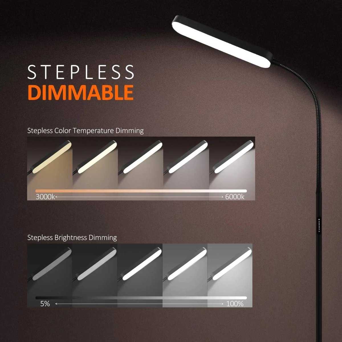 Lopoleis LED Vloerlamp Woonkamer, slaapkamer, bureaulamp - 3000-4000-6000K thumbnail 4