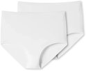 Twee witte hoge taille slips van biologisch katoen.