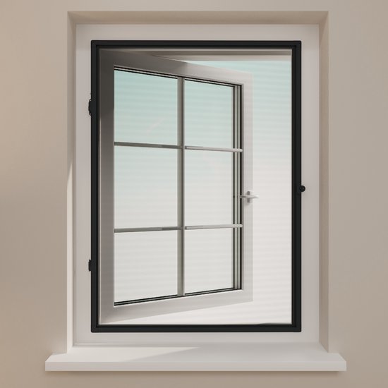 Radeco® Moustiquaire - Moustiquaire de fenêtre avec charnières - Maille Zwart - Couleur du profil Anthracite - 85 x 105 cm