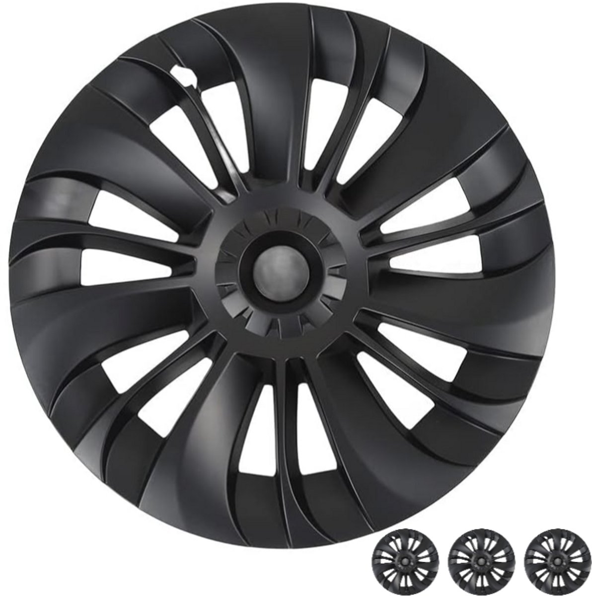 Wieldoppen geschikt voor Tesla Model Y - 19 inch - cycloon stijl - Mat zwarte - 4 stuks