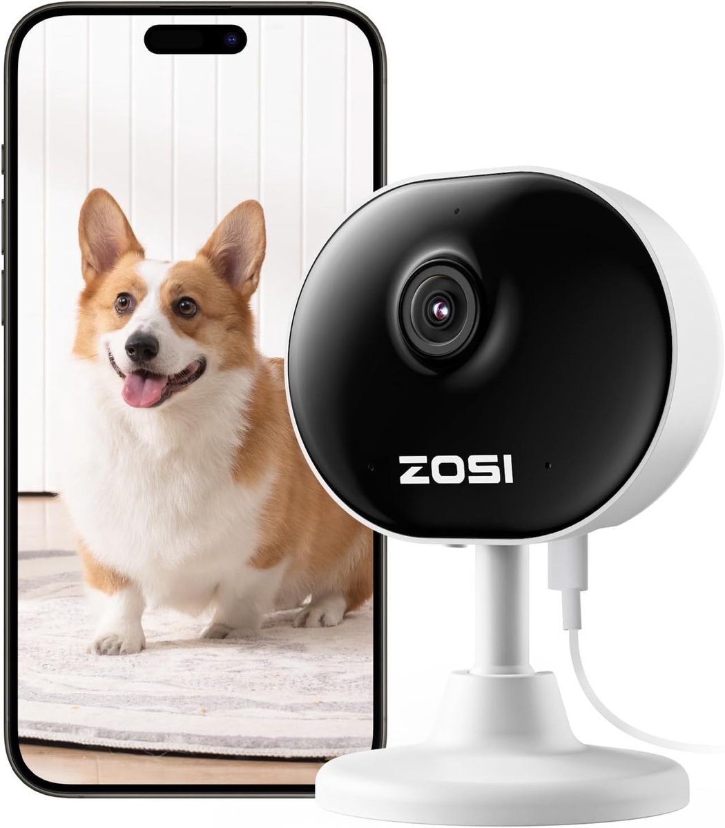 1080P Indoor WiFi Beveiligingscamera met AI, Magnetische Bevestiging, 2-Weg Audio en IR Nachtzicht