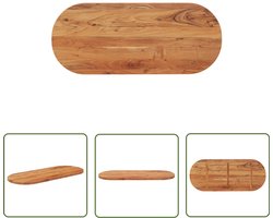 The Living Store Tafelblad ovaal 120x50x2,5 cm massief acaciahout - Houten Tafelblad - Oval Tafellaag - Acacia Hout - Eetkamertafel - Tweedehands Tafelblad
