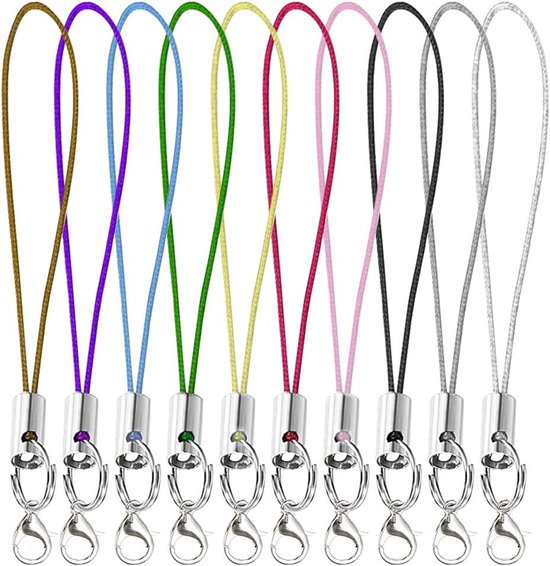 50 stuks roze mobiele telefoonkoord voor sleutelringen, mobiele telefoonhangers lussen met karabijnhaak, telefoonringband, mobiele telefoonbedelkoord voor hangers, USB-sleutelhangers