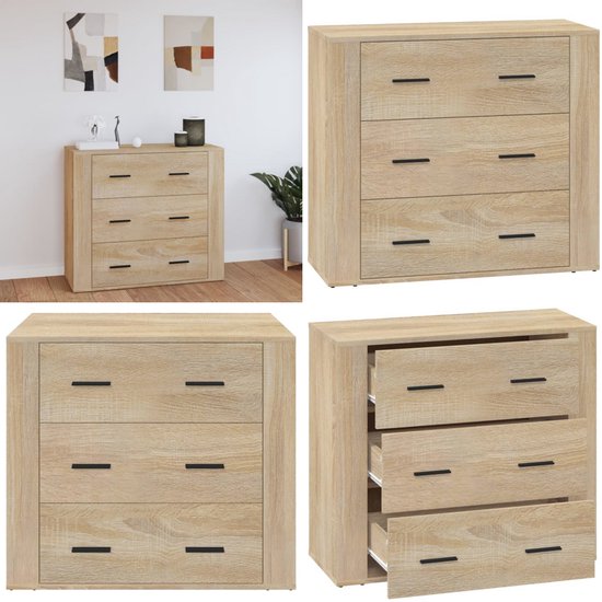 vidaXL Buffet 80x33x70 cm Bois d'ingénierie Chêne Sonoma - Buffet - Commodes - Armoire - Armoire murale