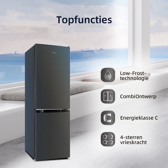 CHiQ CBM157LC - Koel-vriescombinatie - 157 Liter - Low Frost - Energielabel C - Hoogte 144 cm - 12 jaar garantie op compressor - 2025 Nieuw