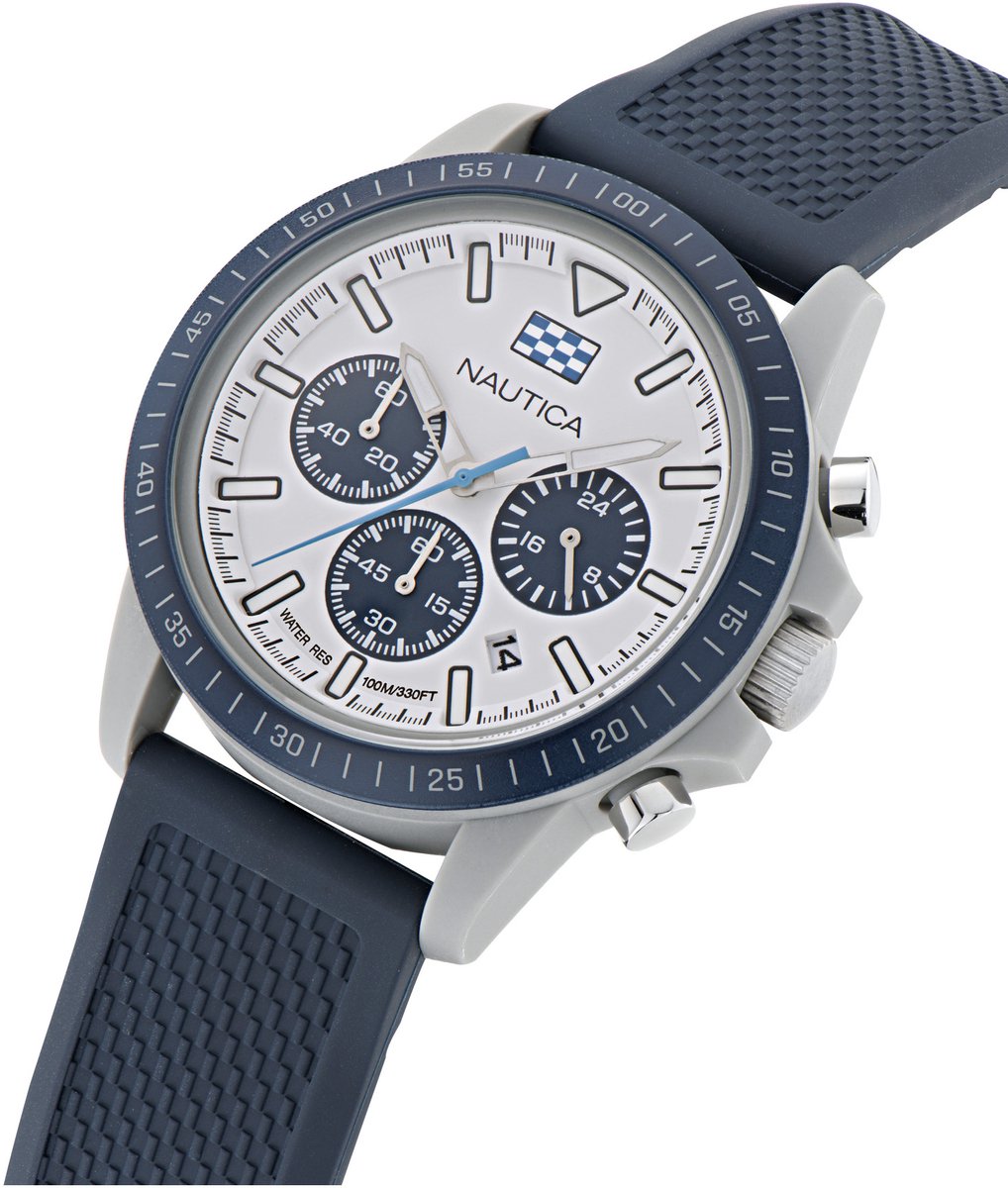 Nautica One Analoog Horloge Marine Kleur Case: 100% Bio-Ceramic | Armband: 100% Bio-Based Pu 43 NAPNOF3S1, NAPNOF3S8