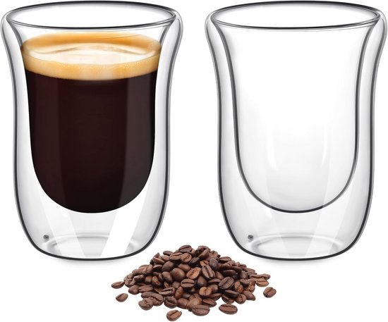 Feelino Latte Macchiato glazen, dubbelwandig, set van 4 koffiekopjes, thermoglazen, geïsoleerd, handgemaakt voor cappuccino, thee en ijskoffie, 400 ml