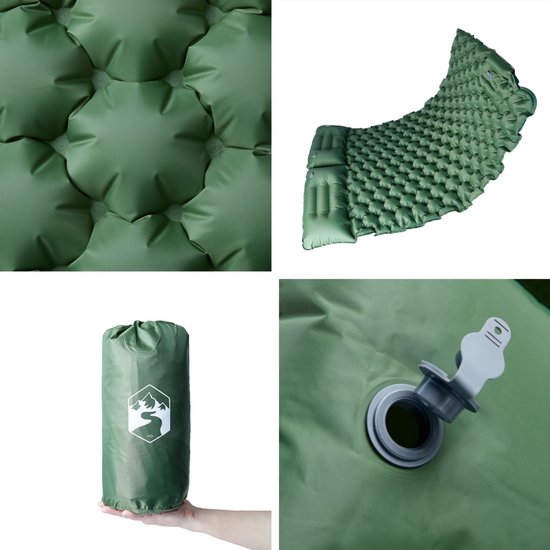 vidaXL - Kampeermatras - met - kussens - zelfopblazend - 2-persoons - groen van Merkloos — afbeelding 3
