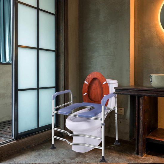 88,9 mm Verhoogd Toiletbril SucceBuy, Draagvermogen 136 kg, Aluminium Leuningen, Wit