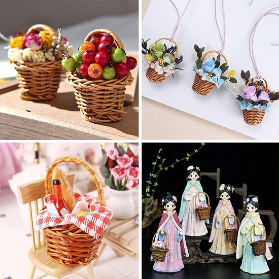 Wisboey Rieten mand, cadeaumanden, leeg, ovaal, wilgentenen, gevlochten, picknickmand, met handvat, bruidsmand, klein