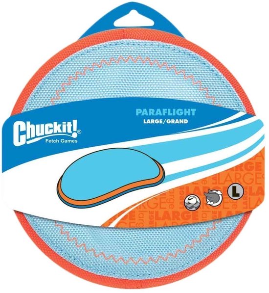 Chuckit! Paraflight, groot, blauw/oranje frisbee.