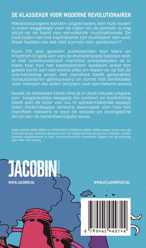Boekomslag met de titel "DE KLASSIEKER VOOR MODERNE REVOLUTIONAIREN" en een afbeelding van Karl Marx.