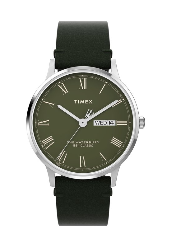 Timex Waterbury Classic Kwarts Analoog Horloge Zwart En Groen Case: 100% Stainless Steel | Armband: 100% Leather 40 TW2W50500AJ, TW2W50600AJ