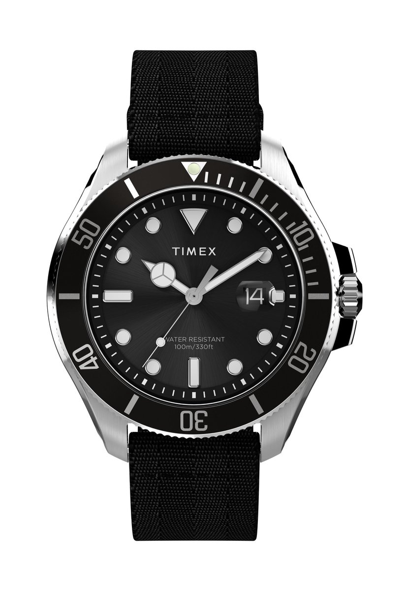 Timex Harborside Coast Kwarts Analoog Horloge Zwart Case: 100% Low Lead Brass | Armband: 100% Recycled Material 43 mm TW2W62600AJ, TW2W62700AJ