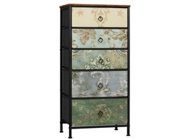 Ladekast - Ladenkast - 5 Lades - Opbergkast - Dressoir - Multifunctioneel - Metalen Frame - 5 Lades - 45.5 x 95.5 x 30 cm