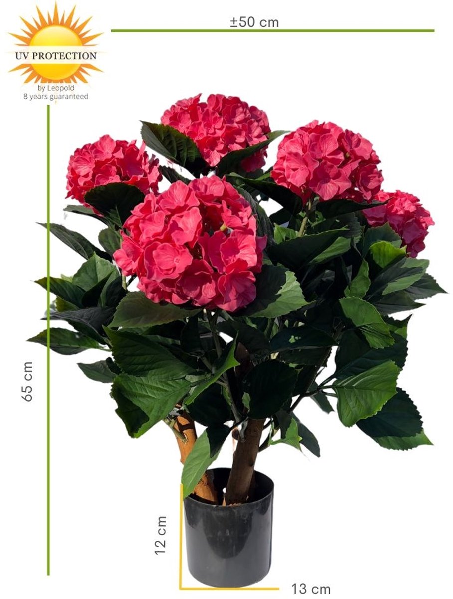 Kunst Hortensia roze L 65cm UV