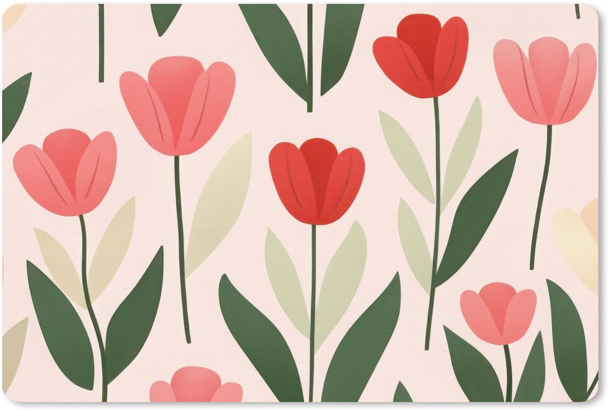 Muismat 27x18 cm - Mousepad Tulpen - Modern - Roze - Muismatten