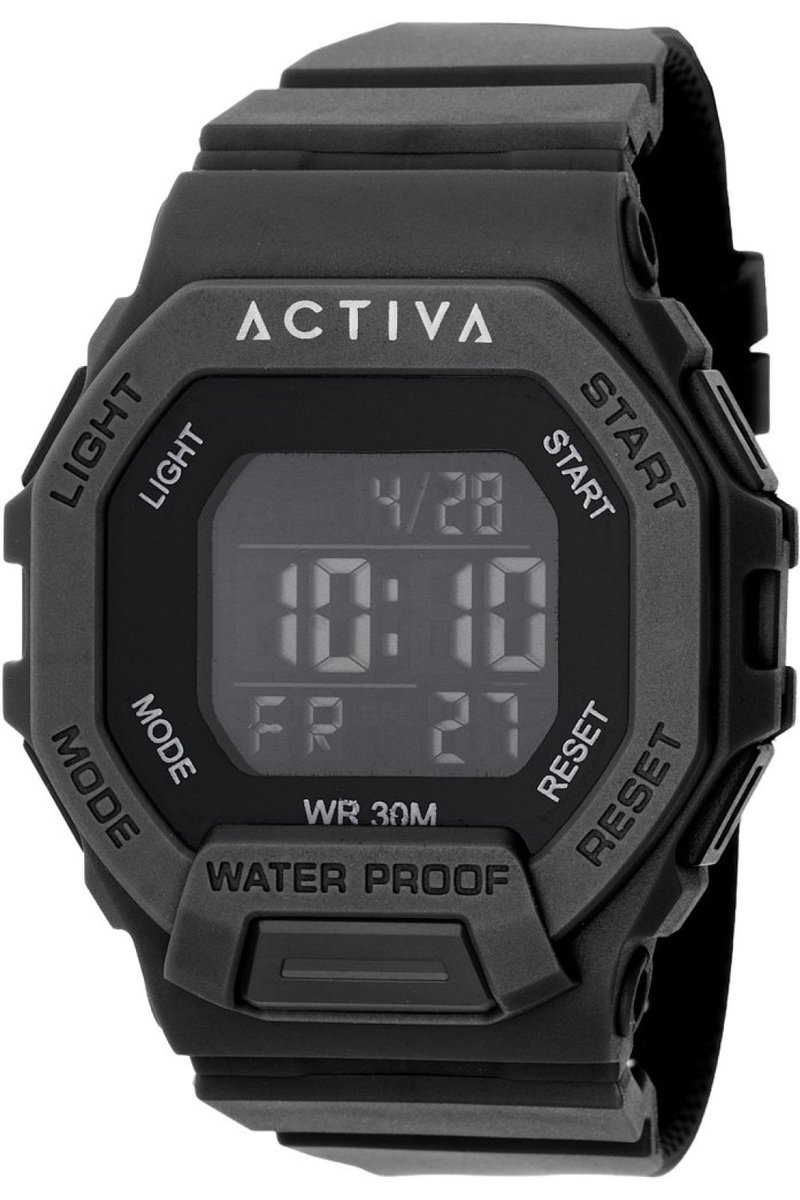 Activa Digital ACW513-003 Heren Horloge - Waterdicht - Digitaal - Quartz Uurwerk - Plastic met zwarte Wijzerplaat - 50mm