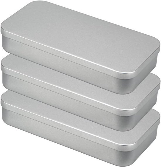 Metalen Doosjes Met Scharnierdeksel 9,5 X 6 X 2,2 Cm – Set Van 20 Rechthoekige Mini Opbergdoosjes Zilver