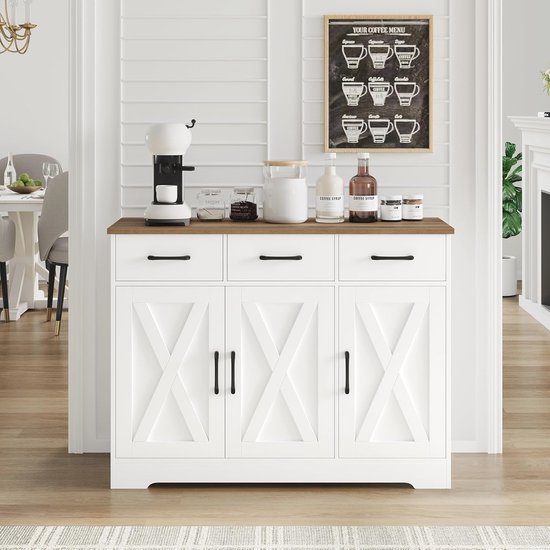 Mueble TV Con 4 Puertas - 160 X 37,5 X 48 Cm - Patas De MDF Y Metal Dorado Blanco 99059606