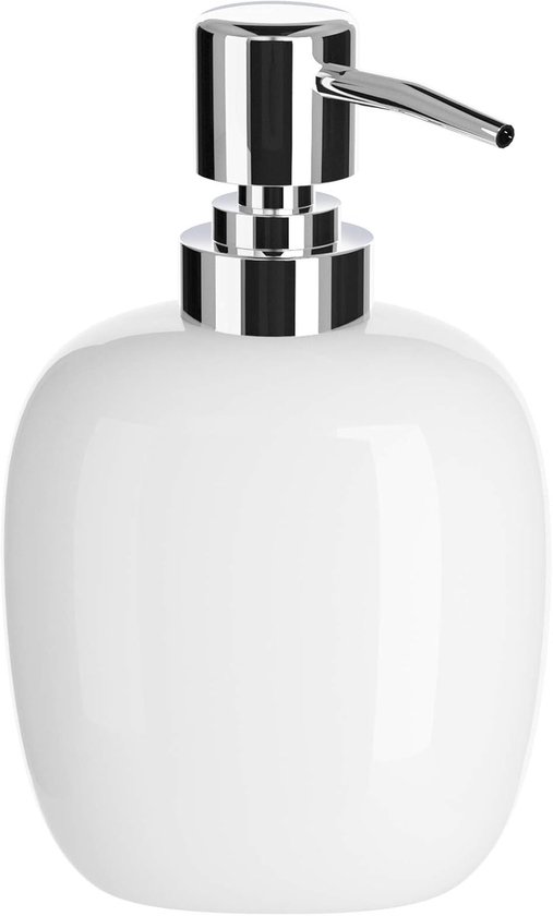 Foto: Witte keramische zeepdispenser 450ml vierkante handzeep pomp voor luxe badkamers keukens hotels elegante shampoo lotion fles slim design eenvoudige doserend modern wonen ovaal