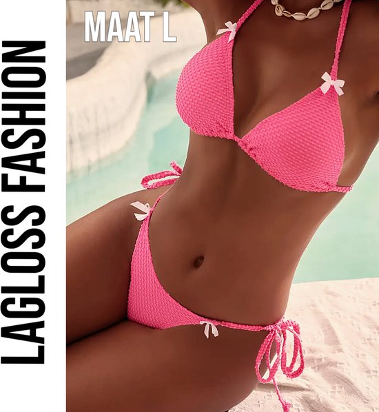 Set de bain 2 pièces LaGloss® rose avec Noeuds papillon – Mode maillots de bains femme – Taille L