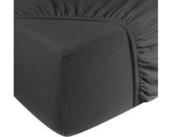 DoubleDry Jersey Stretch Hoeslaken - 100% Katoen - Tweepersoons 140x200 cm - 25cm Matrasdikte - Rondom Elastiek - Antraciet