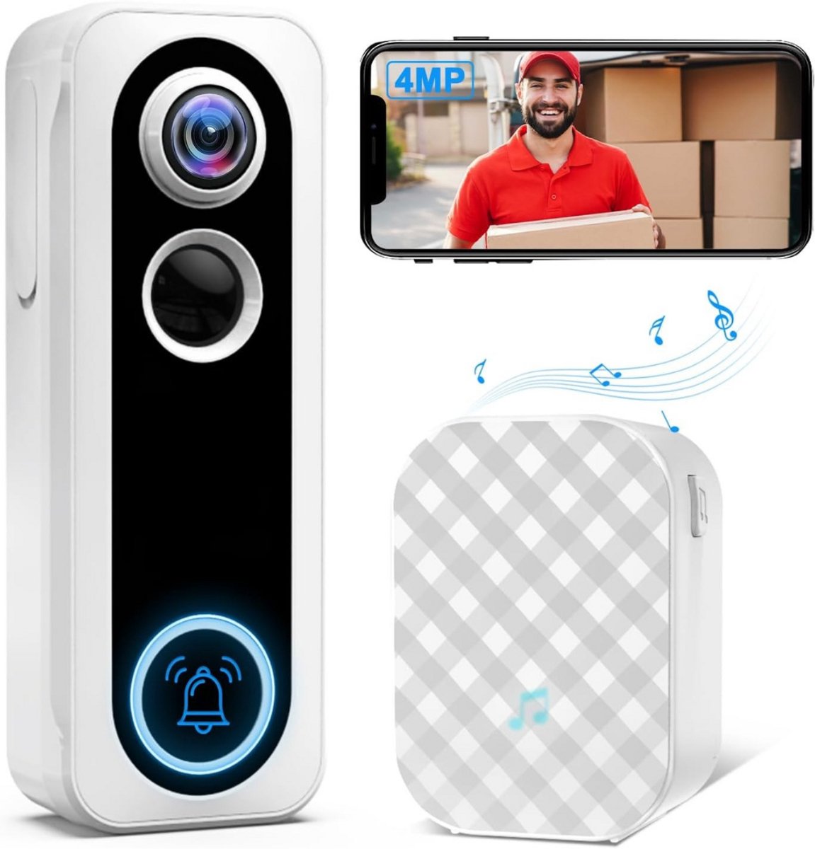 Video deurbel met camera - Deurbel met beeld - Slimme deurbel - Draadloze video deurbel - Beveiliging huis - Deurbel met app - WiFi deurbel - Nachtzicht - Tweeweg audio - Beveiligingscamera voordeur - Voor smartphone en tablet - Video - €199,95