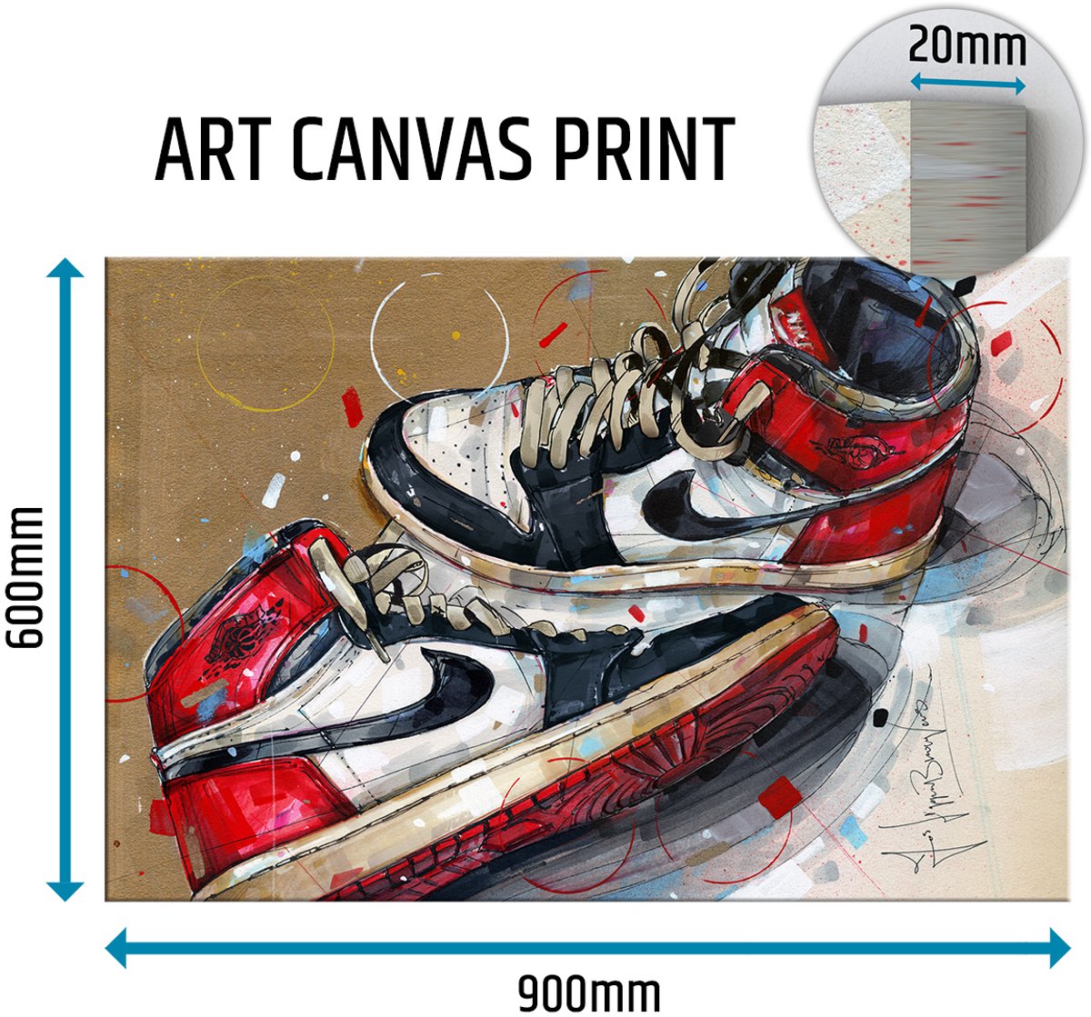 Sneaker canvas 1984 black toe - white laces 90x60 cm