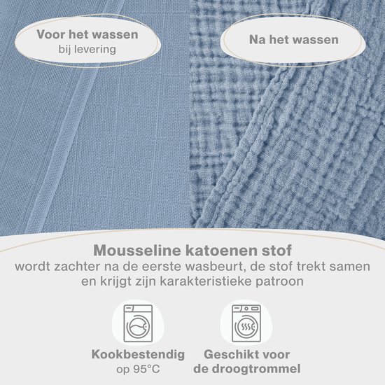 Laleni Hydrofiele Doeken - 100% Katoen - Mousseline - 70x70cm - Lichtblauw - Set van 5 van Laleni — afbeelding 5