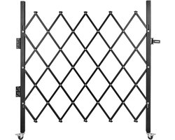 Inklapbare Veiligheidsdeur, 48" H x 66" B vouwdeur, stalen accordeondeur, flexibele uitklapbare veiligheidsdeur, 360° zwaailicht, schaardeur of hek met hangslot
