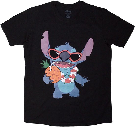 Disney - Stitch Pineapple Heren T-shirt - L - Zwart