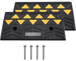 Rubberen trottoirhelling, 2-pack, 12,7 cm opstijghoogte, robuust draagvermogen van 15.000 kg, drempelhellingen voor opritten, auto's, rolstoelen, fietsen