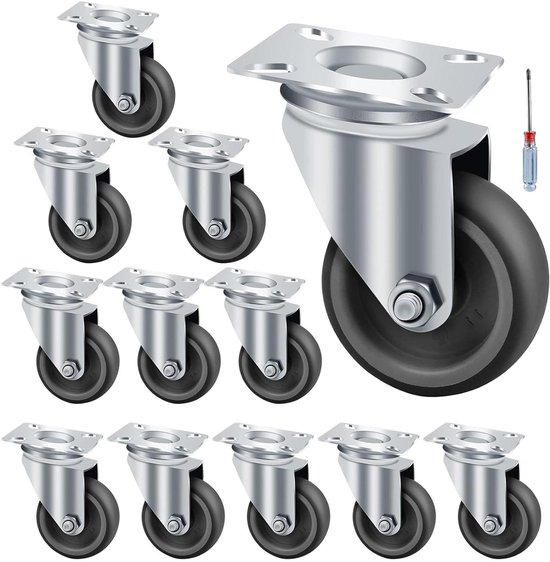 Zwenkwielen diameter 50 mm rubberen meubelwielen transportwielen met 48