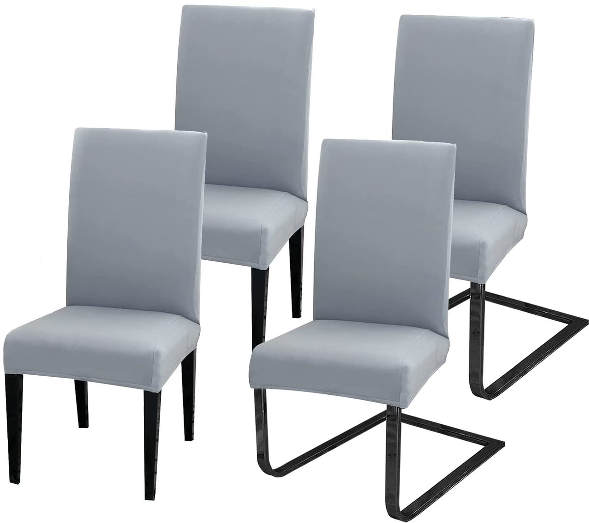 Ibenzoa® Set van 4 Luxe Stretchbare Stoelhoezen voor Diverse Gelegenheden in Stijlvol Lichtgrijs